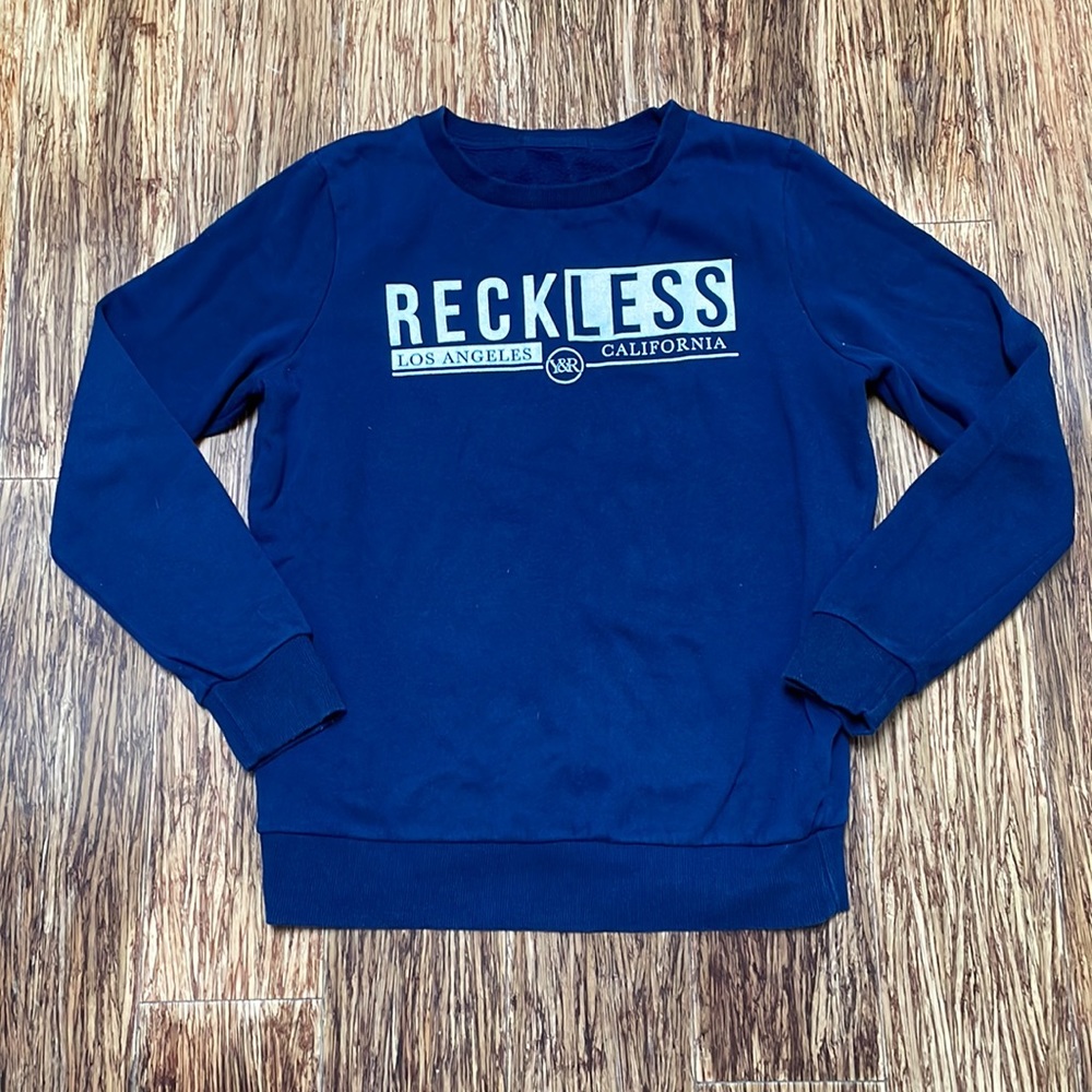 Young & Reckless blue fleece-lined sweatshirt size small - Picture 3 of 6